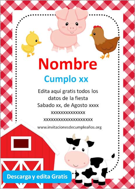 Tarjeta de Invitacion Cumpleaños La granja d Template